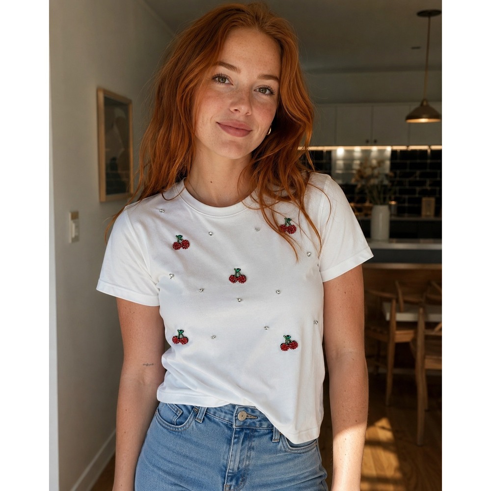 Elle Rhinestone Cherry T-Shirt